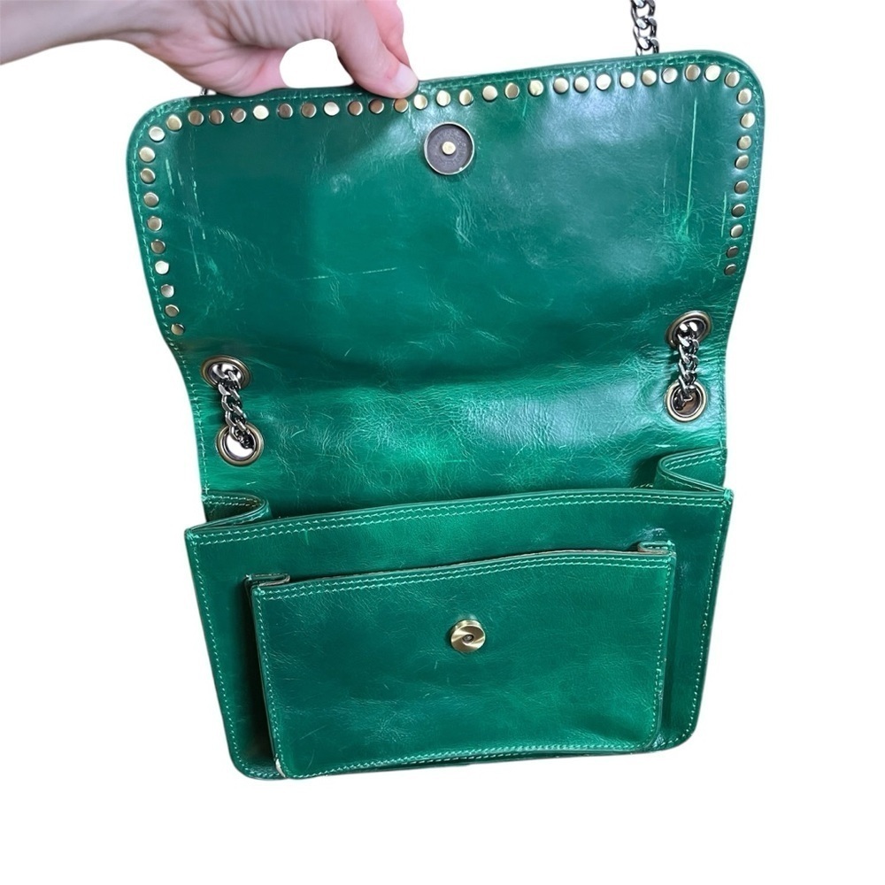 Patricia Nash Discovery Green Studded Merano Leather Shoulder Bag - Picture 4 of 16